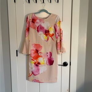 The Limited Pink and Orange Floral Long Sleeve Dress
